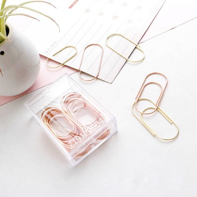 Oem Rose Gold Paper Clips Jumbo Size 50mm Large Non-skid Steel Bookmark Paper Clips